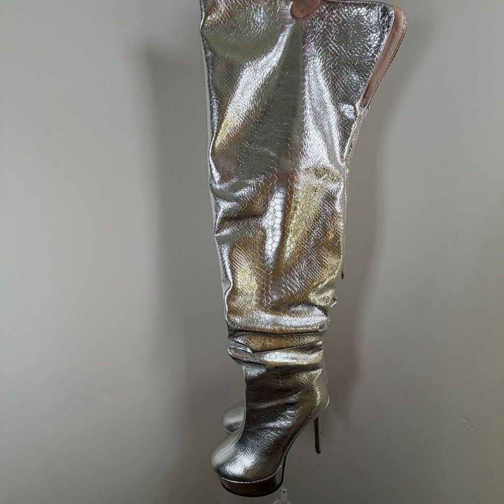 Womens Stiletto Thigh High Boots Slouched High Heel Platform Round Toe Sz 12 42